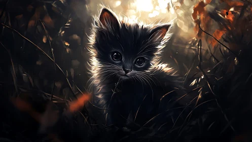 Little Black Kitten's Luminous Forest Adventure.