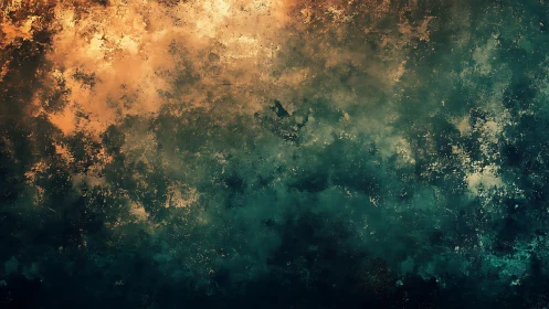 Abstract textured background with gold and teal tones, digital art.