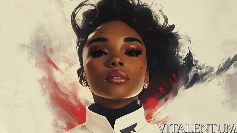 High-contrast digital portrait with painterly abstract brush dynamics