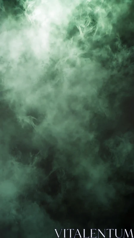 Dense emerald smoke cloud swirling in dark void.