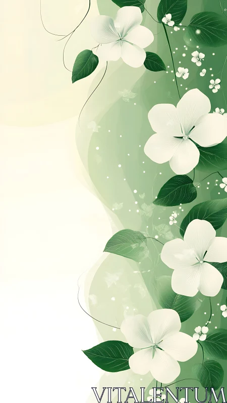 Elegant White Flowers and Green Leaves in Serene Garden Design