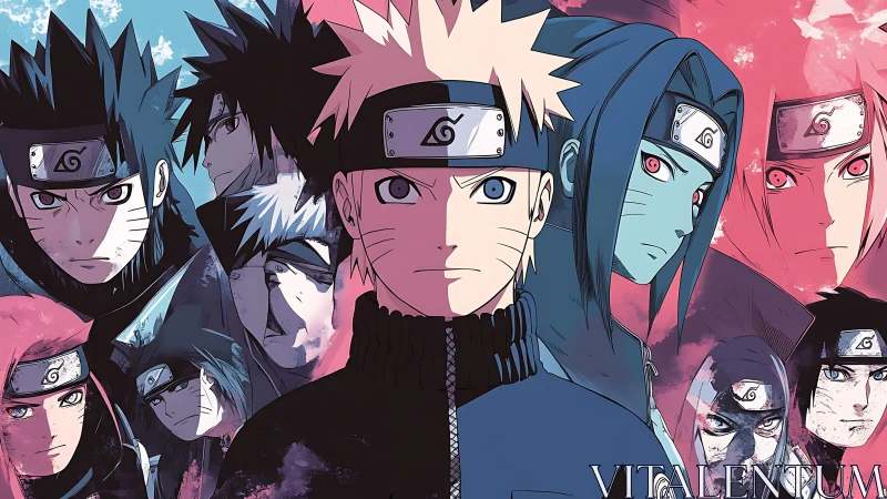 Dynamic ninja heroes stand united in bold, dramatic colors