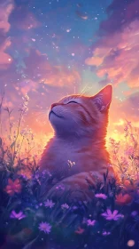 Whisker-Crowned Dreamer Under Aurora's Bloom.