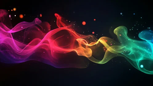 Colorful light waves drift softly across a dreamy dark sky