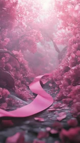 Ribbon of dawn pirouettes through a dream-bright blossom tunnel