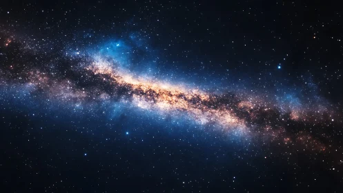 Central galactic band with dense stellar field in space.