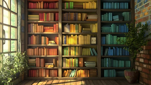 Color-graded bookshelf in warm natural light illustrates tonal harmony