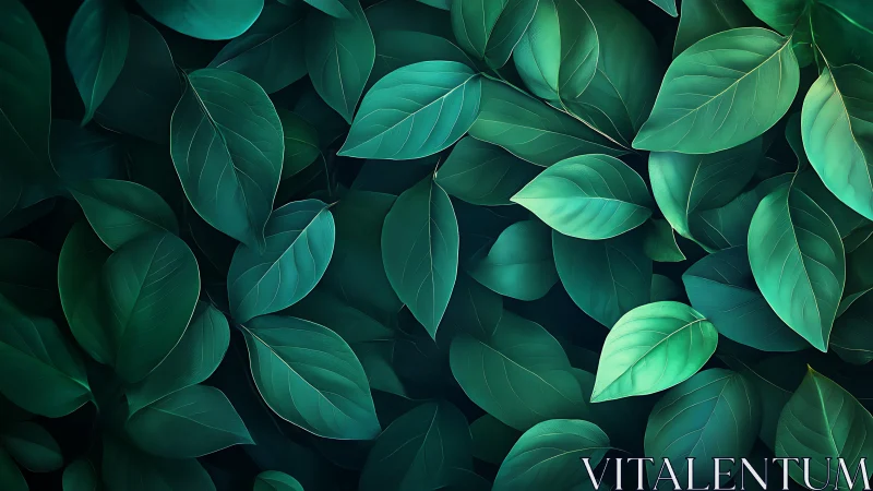 Emerald foliage pattern shows layered botanical symmetry.