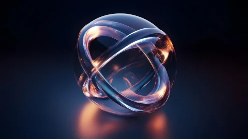 Luminous glass torus orb floats in a dark futuristic void