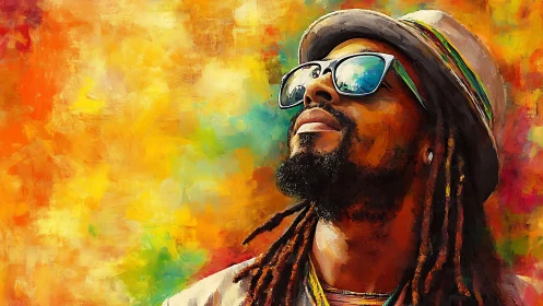 Vibrant digital portrait with expressive brushwork and color fields.