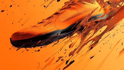 Bold orange running shoe surges forward with fluid motion
