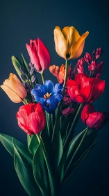 Tulip Collection Against Dark Background.