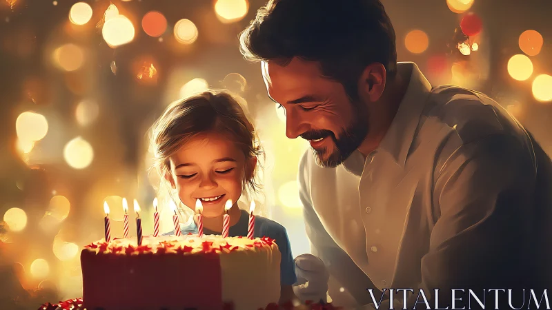 Father and Daughter Celebrating Birthday Together.