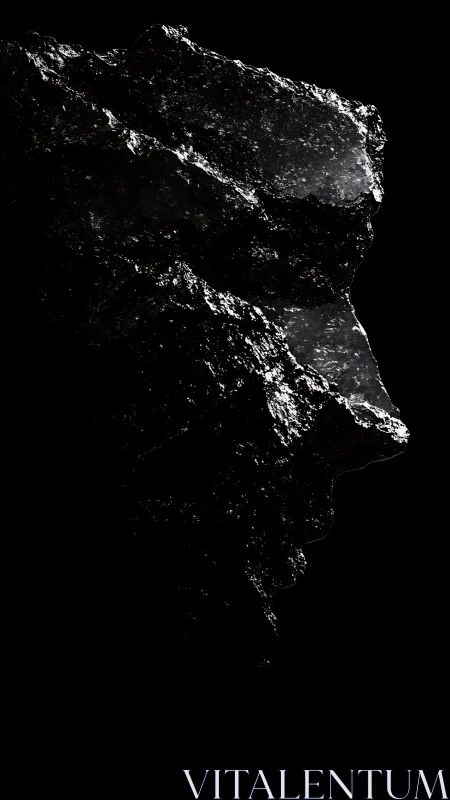 Stone-borne silhouette quietly carves a human profile from night