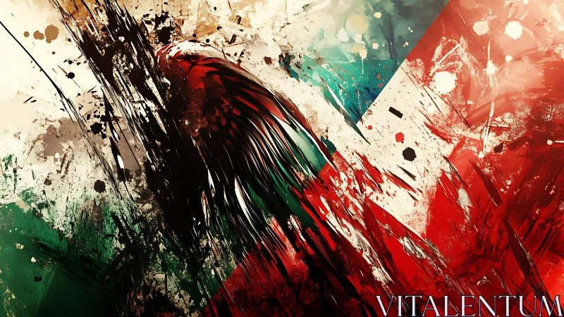 Diagonal tricolor abstraction with radial splatter vectors and motion