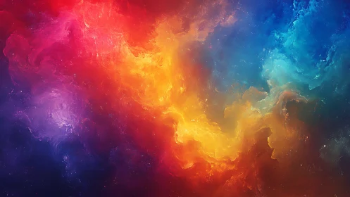 Cosmic color clouds swirling through a dreamy night sky.