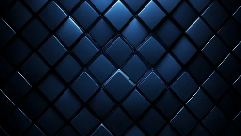 Midnight glass tiles quietly pulse with geometric blue light
