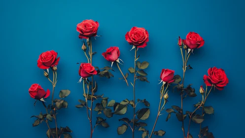 Crimson Roses Against Teal: A Study in Contrast.