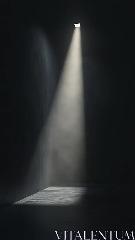 Narrow volumetric spotlight in dark minimal concrete corner