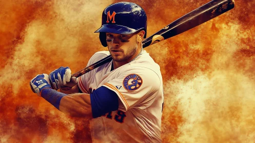 Dynamic digital portrait of baseball batter in swing stance.