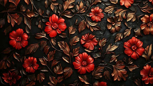 Radiant Red Flowers Dance Against Deep Charcoal