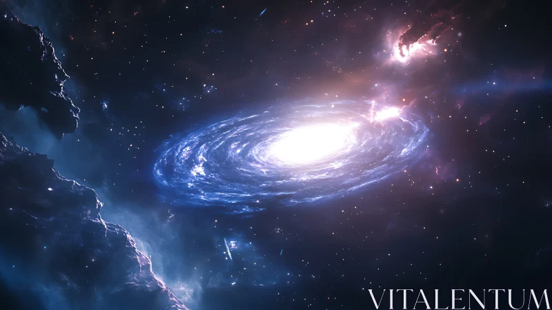 Gentle spiral galaxy glowing softly in a cosmic cradle.