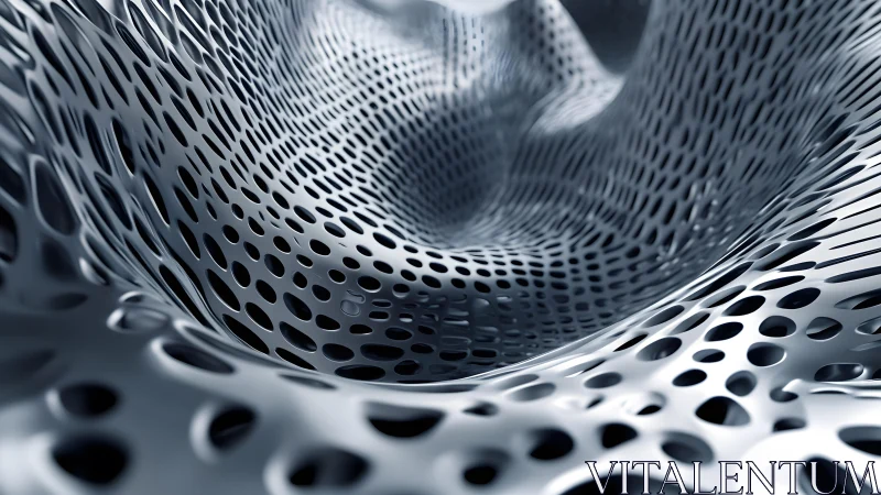 Abstract Metallic Mesh Surface in Futuristic 3D Rendering Style.