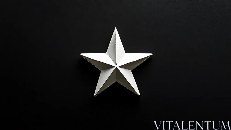 Sharp-edged white star resting in velvety black silence.