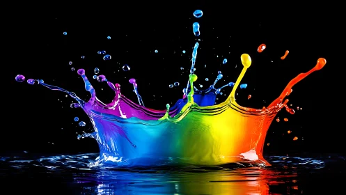 Colorful paint splash rises like a joyful liquid rainbow