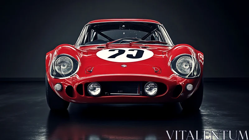 Scarlet race legend stares down the track with polished menace.