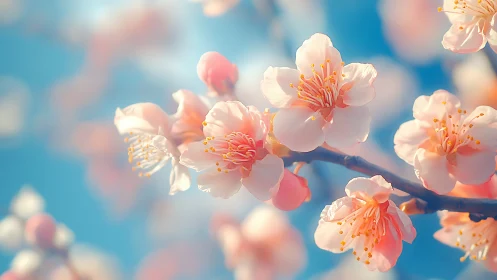 Cherry Blossoms Against Blue Sky