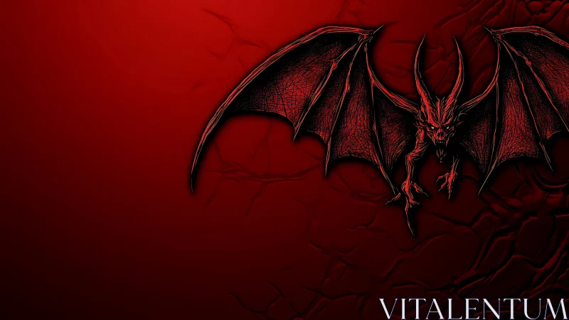 Crimson winged demon slicing through a burning velvet void.