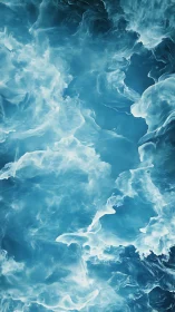 Turbulent cyan vapor clouds form abstract aqueous turbulence