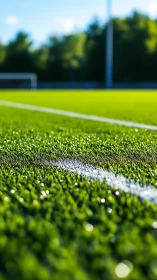 Sunlit soccer field line inviting you into the game.