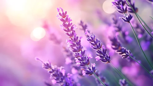 Lavender Botanical Macro Study With Bokeh Illumination And Shallow Depth.