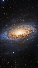 Spiral galaxy core with dense star field in deep space.