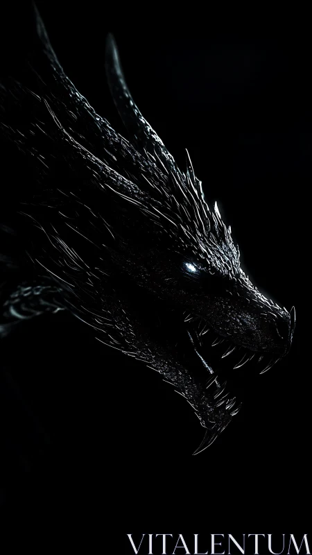 Shadowforged dragon profile with luminous white eye detail.