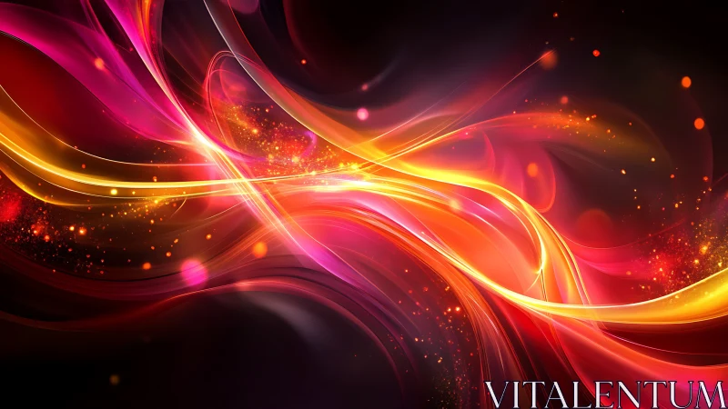 Luminous Ribbon Arcs in High-Contrast Digital Abstract Composition.