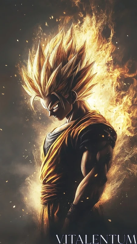 Volumetric energy warrior in incandescent aura ignition.