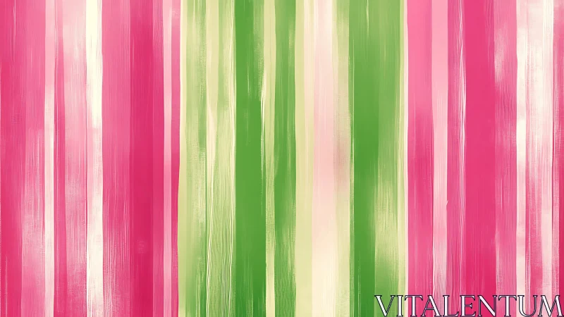 Vertical pink and green stripes create lively abstract rhythm