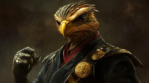 Majestic Eagle Warrior in Regal Armor, Dramatic Fantasy Art.
