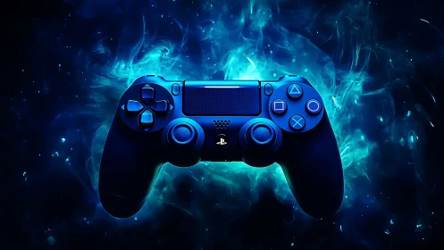 PlayStation DualShock 4 Controller with Cyan Ethereal Energy Aura.