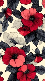 Crimson Petals Dance Against Midnight Foliage