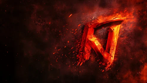 Explosive Fire Letter Glowing With Intense Heat Energy