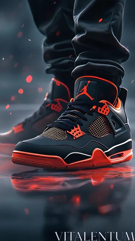 High-contrast basketball sneakers are rendered in close-up view