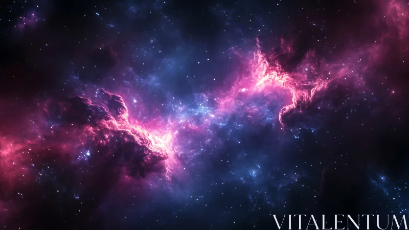 Bipolar magenta-blue emission nebula with dense starfield core