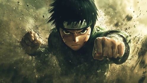 Fierce young ninja charges forward with unstoppable resolve