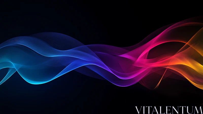 Chromatic light waves flowing across a deep black void.