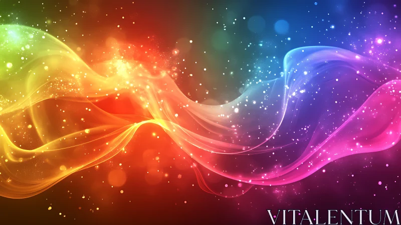 Rainbow stardust rivers swirling through a dreamy night sky.