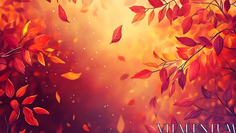 Autumn foliage drifts across a luminous golden bokeh field